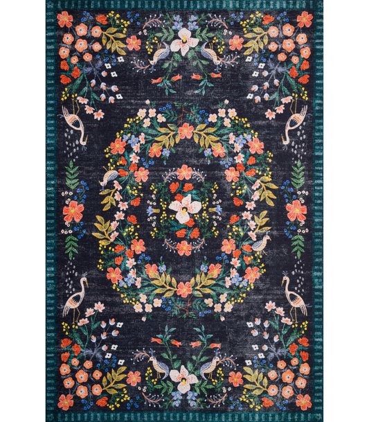 Alfombra Palais 03 Black Multi Rifle Paper Co × Loloi (229x290)